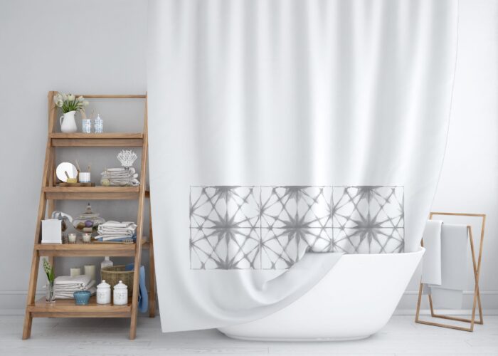 Cortina de baño Shibori gris - Imagen 2
