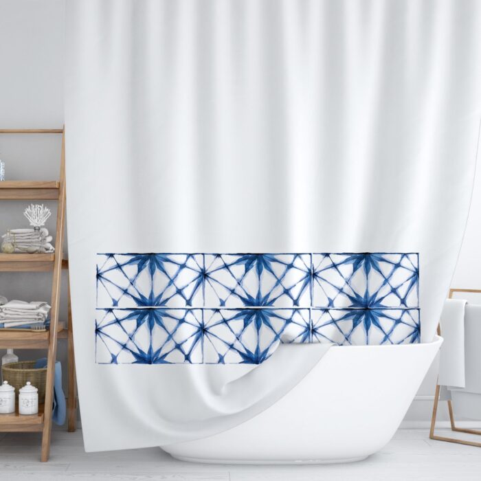 Cortina de baño Shibori azul - Imagen 2