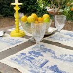 Set de Individuales Toile de Jouy Azul - Linet Natural - Imagen 2